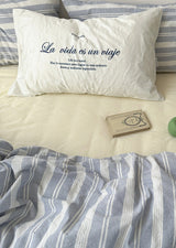 Blue Striped Washed Cotton Bedding Set