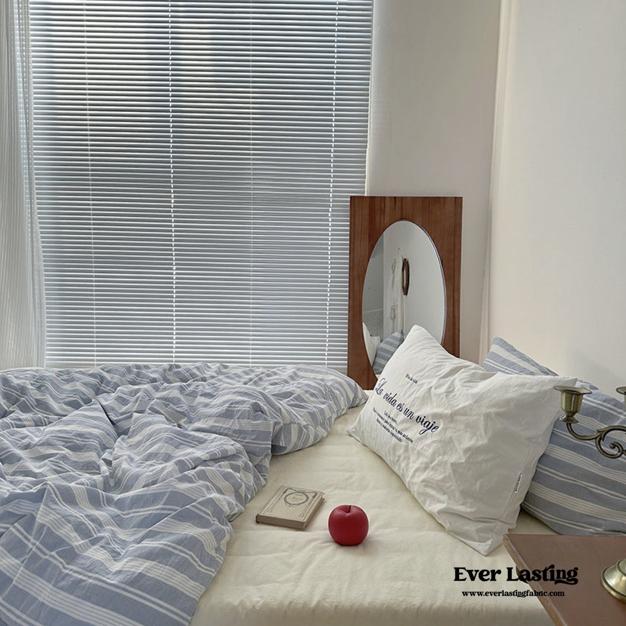  - Ever Lasting - Blue Striped Washed Cotton Bedding Set - Bedding Set - Ever Lasting