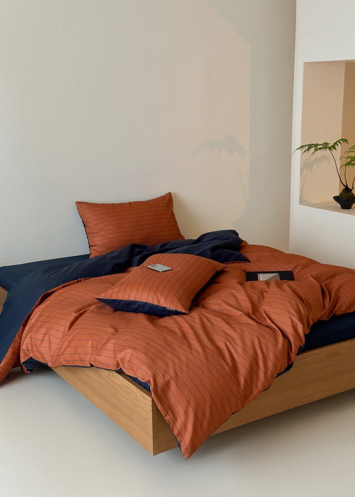 -Ever Lasting - Blythe Striped Bedding Set / Blue -Bedding Set -Ever Lasting