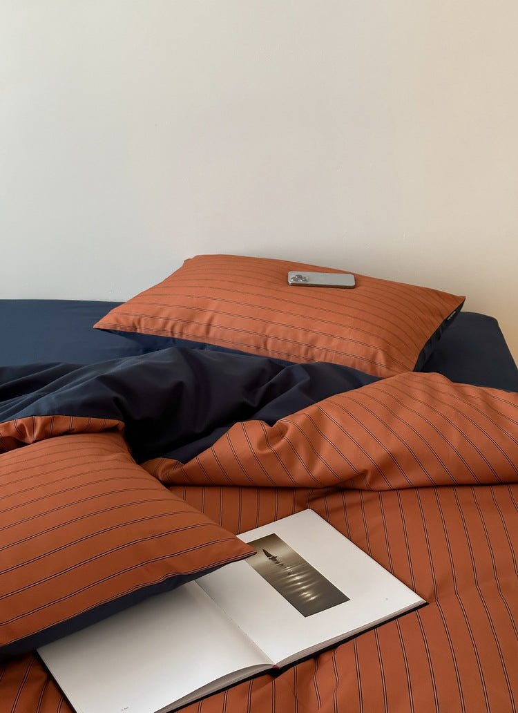 -Ever Lasting - Blythe Striped Bedding Set / Blue -Bedding Set -Ever Lasting