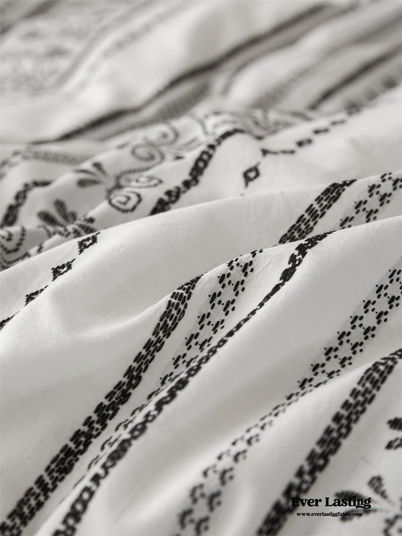 Boho Jacquard Cotton Bedding Set / Black Gray