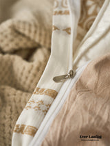 Boho Jacquard Cotton Bedding Set / Pink + White