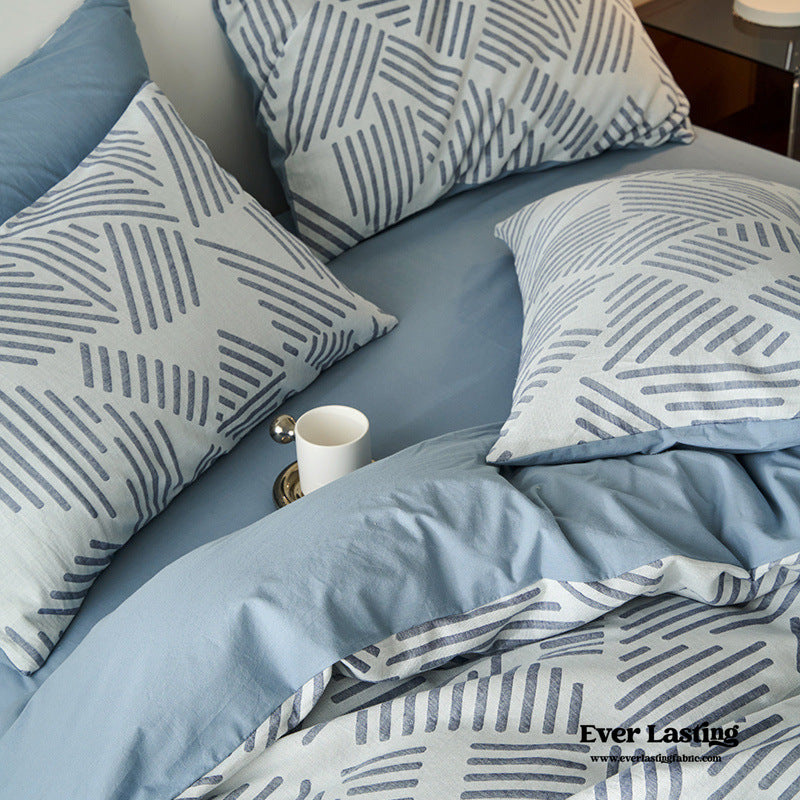 Boho Striped Bedding Set / Blue