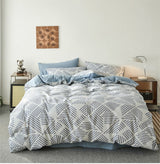 Boho Striped Bedding Set / Gray Blue Small Fitted