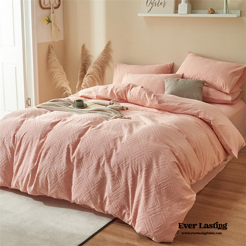 Boho Textured Bedding Set / Pink