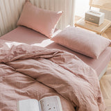 Boho Textured Bedding Set / White Pink Small Fitted