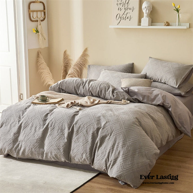 Boho Textured Bedding Set / White