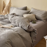 Boho Textured Bedding Set / White Gray Small Fitted