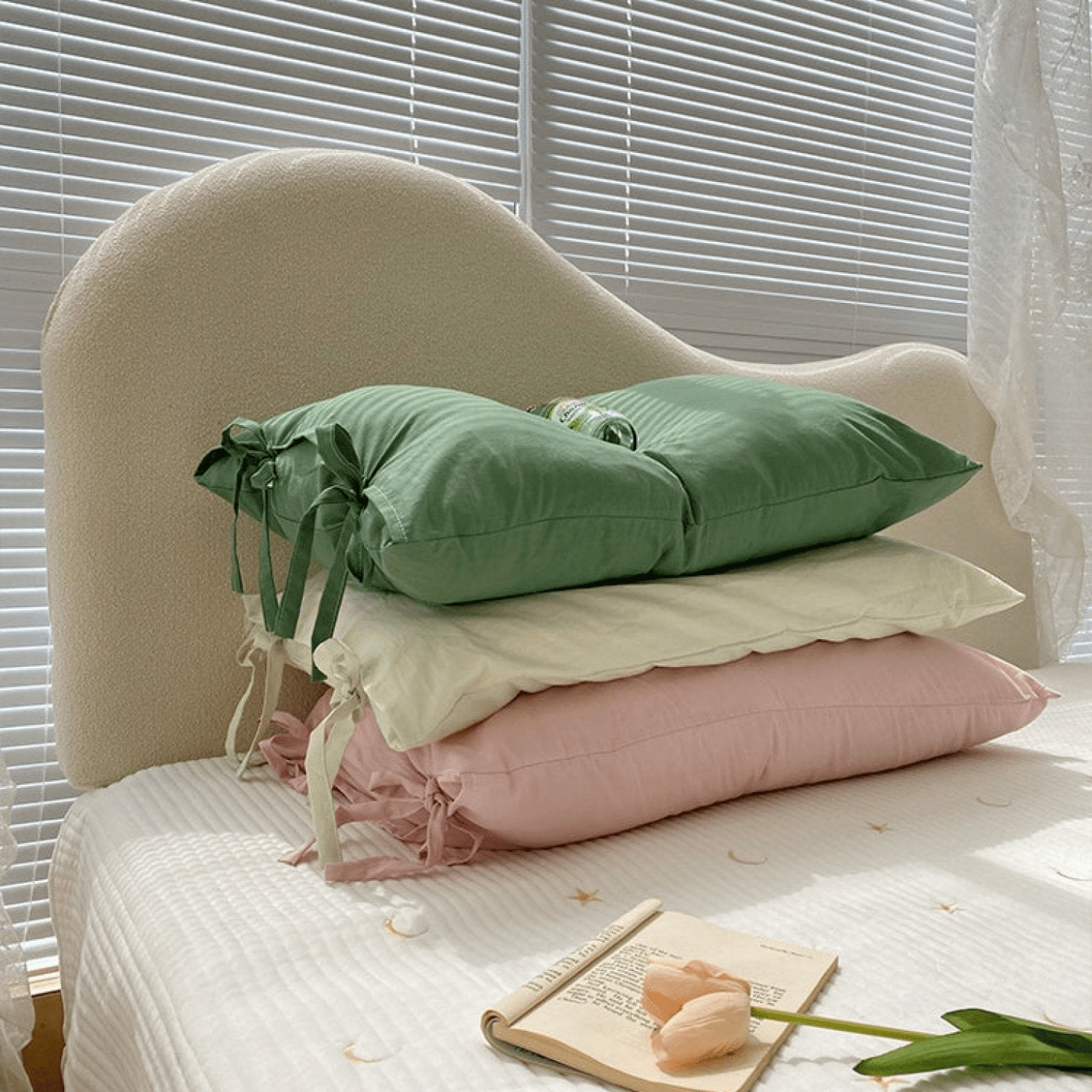  - Ever Lasting - Bow Tied Ribbon Pastel Pillowcases / Blue (Final Sale) - Pillowcases - Ever Lasting