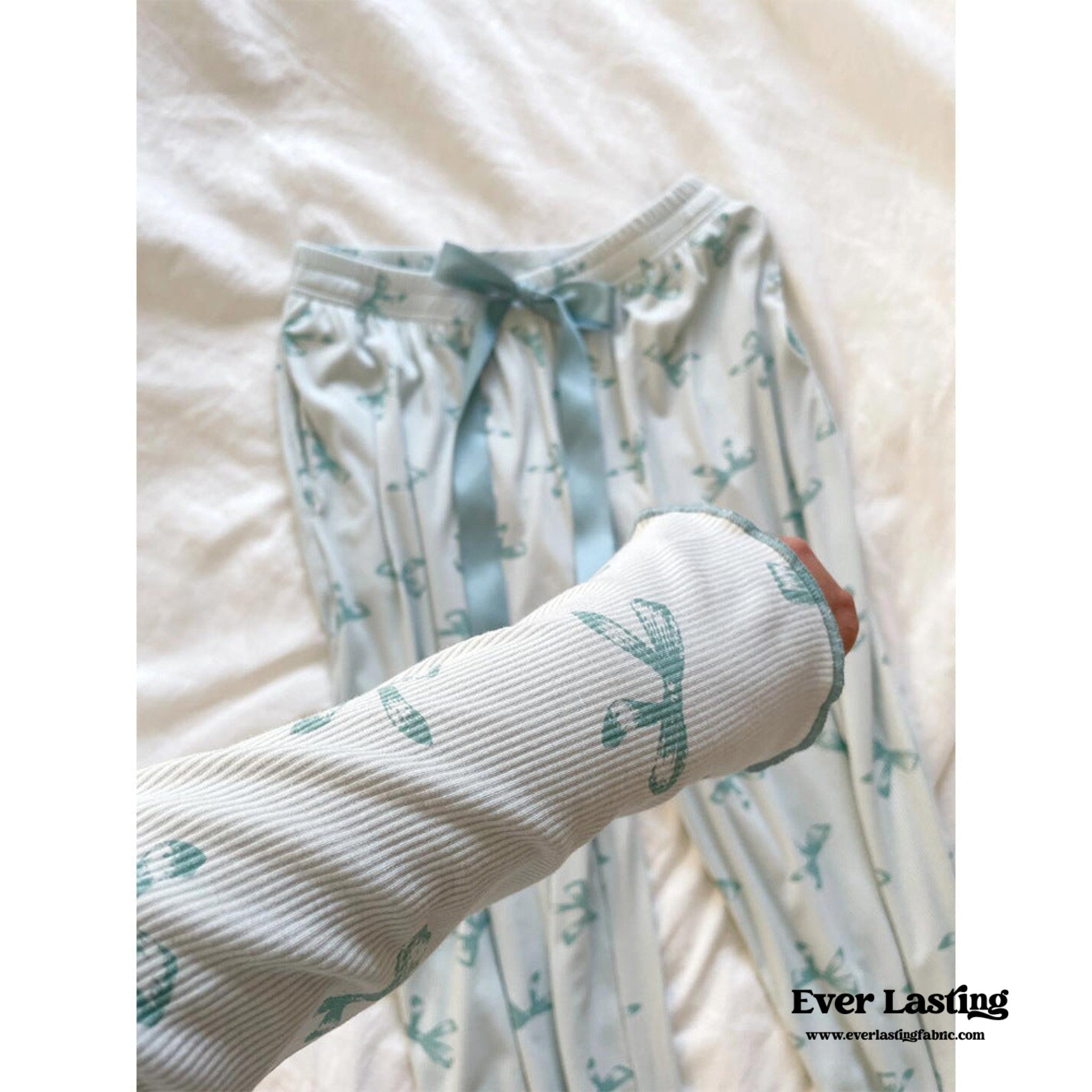 Bow V Neck Modal Pajama Set / Black - Ever Lasting