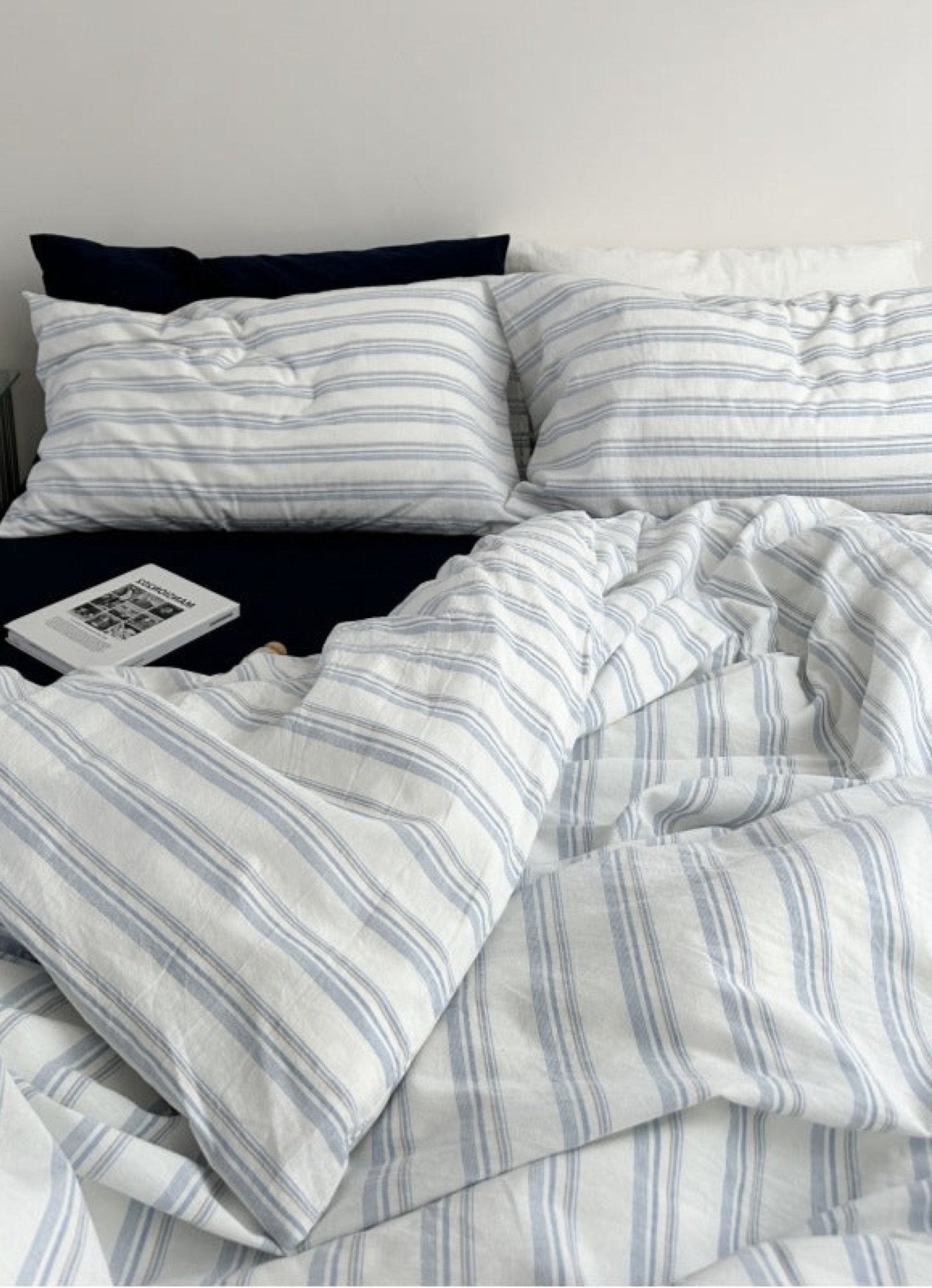 Breezy Stripe Washed Cotton Blue Bedding Set - Ever Lasting
