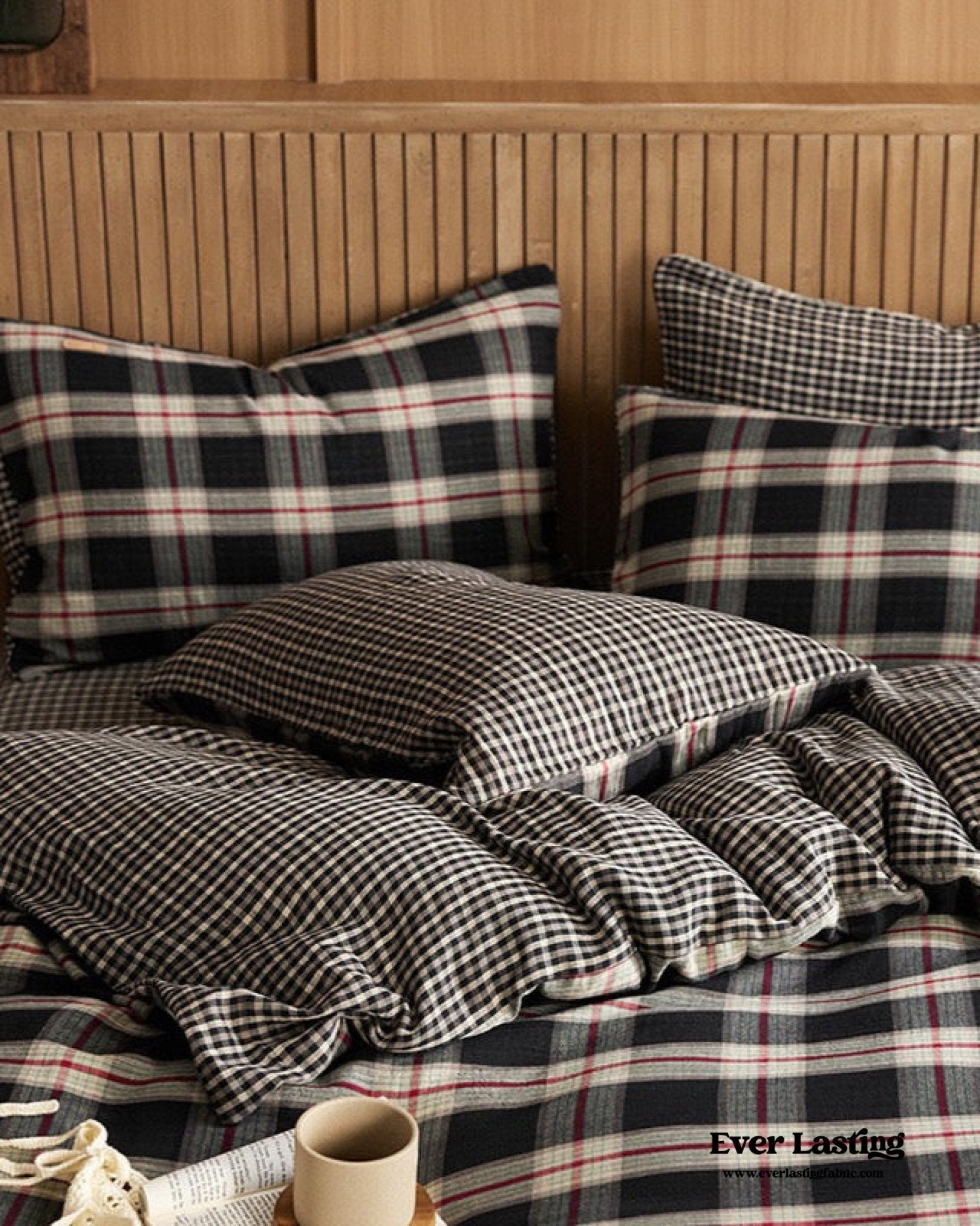 British Vintage Plaid Bedding Set / Black - Ever Lasting