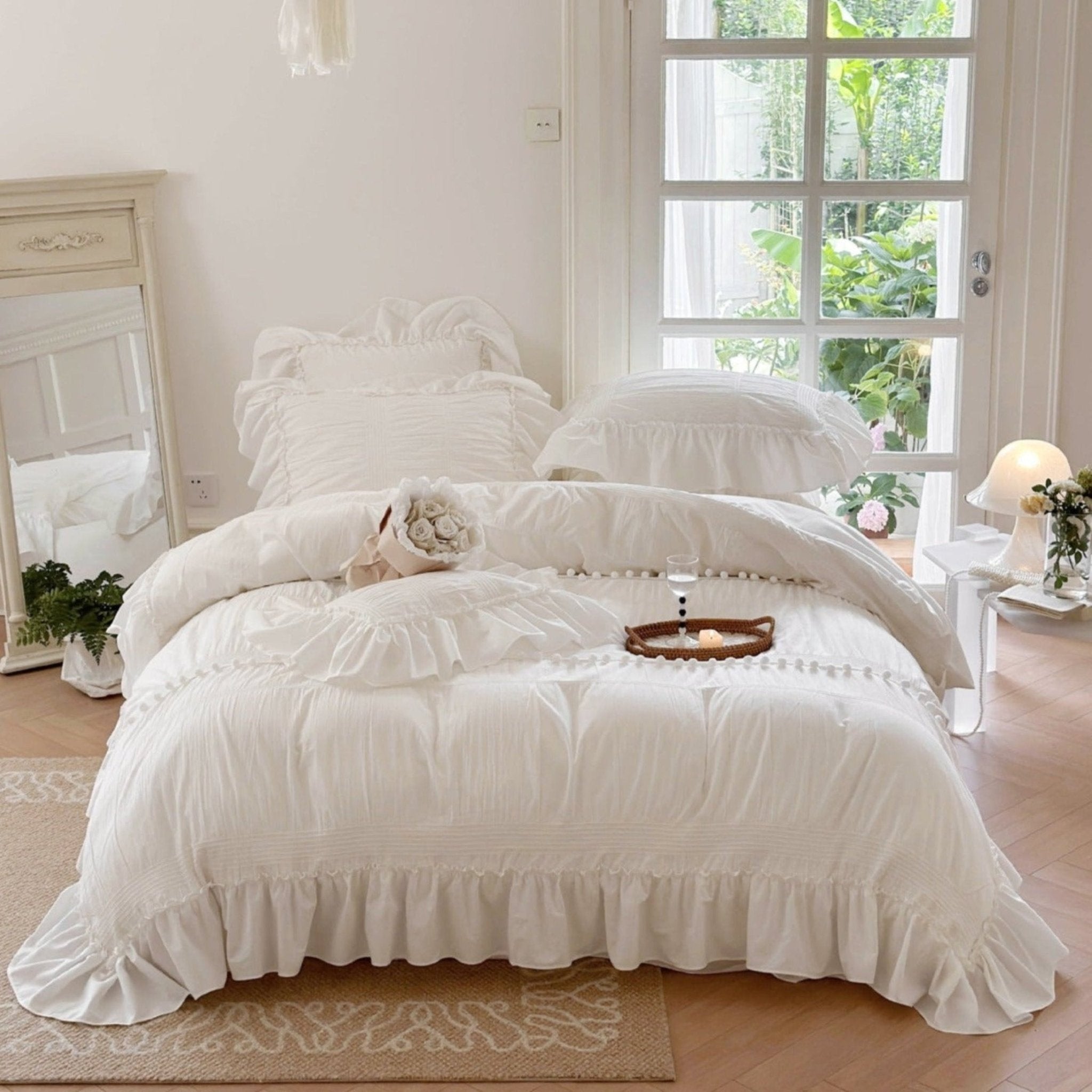 Bubble Washed Cotton Ruffle Bedding Bundle - Ever Lasting