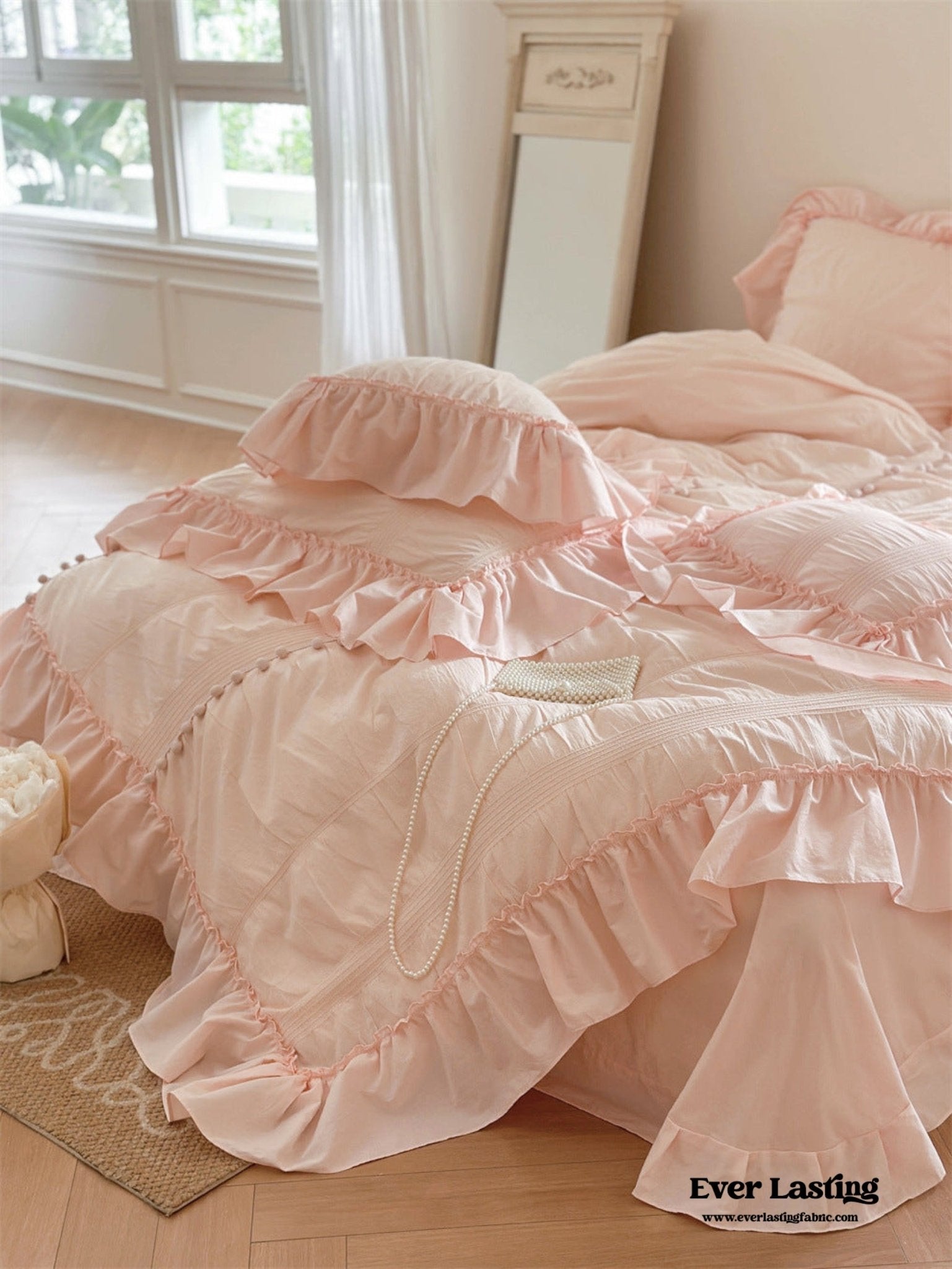 Bubble Washed Cotton Ruffle Bedding Bundle - Ever Lasting
