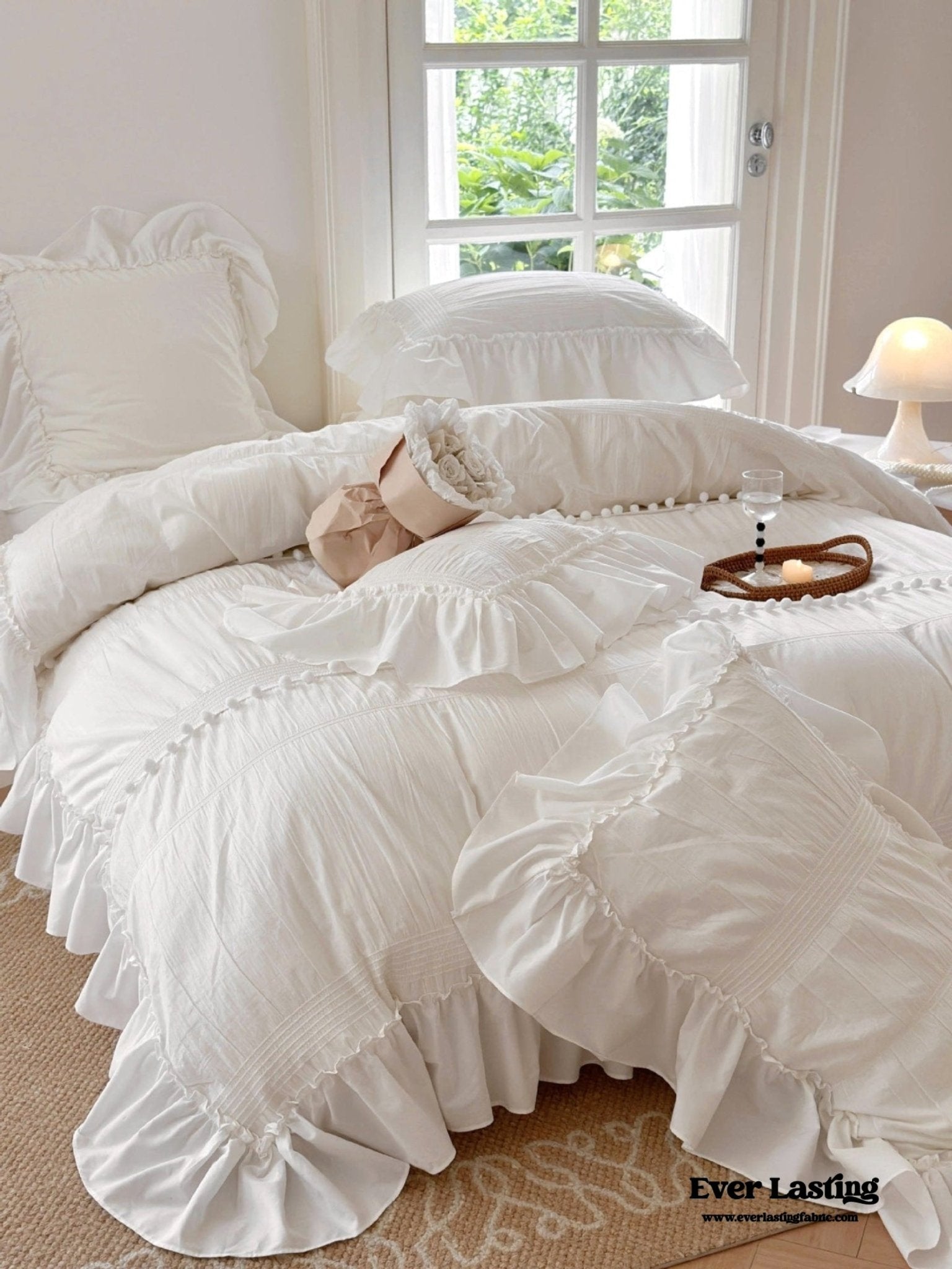 Bubble Washed Cotton Ruffle Bedding Bundle - Ever Lasting