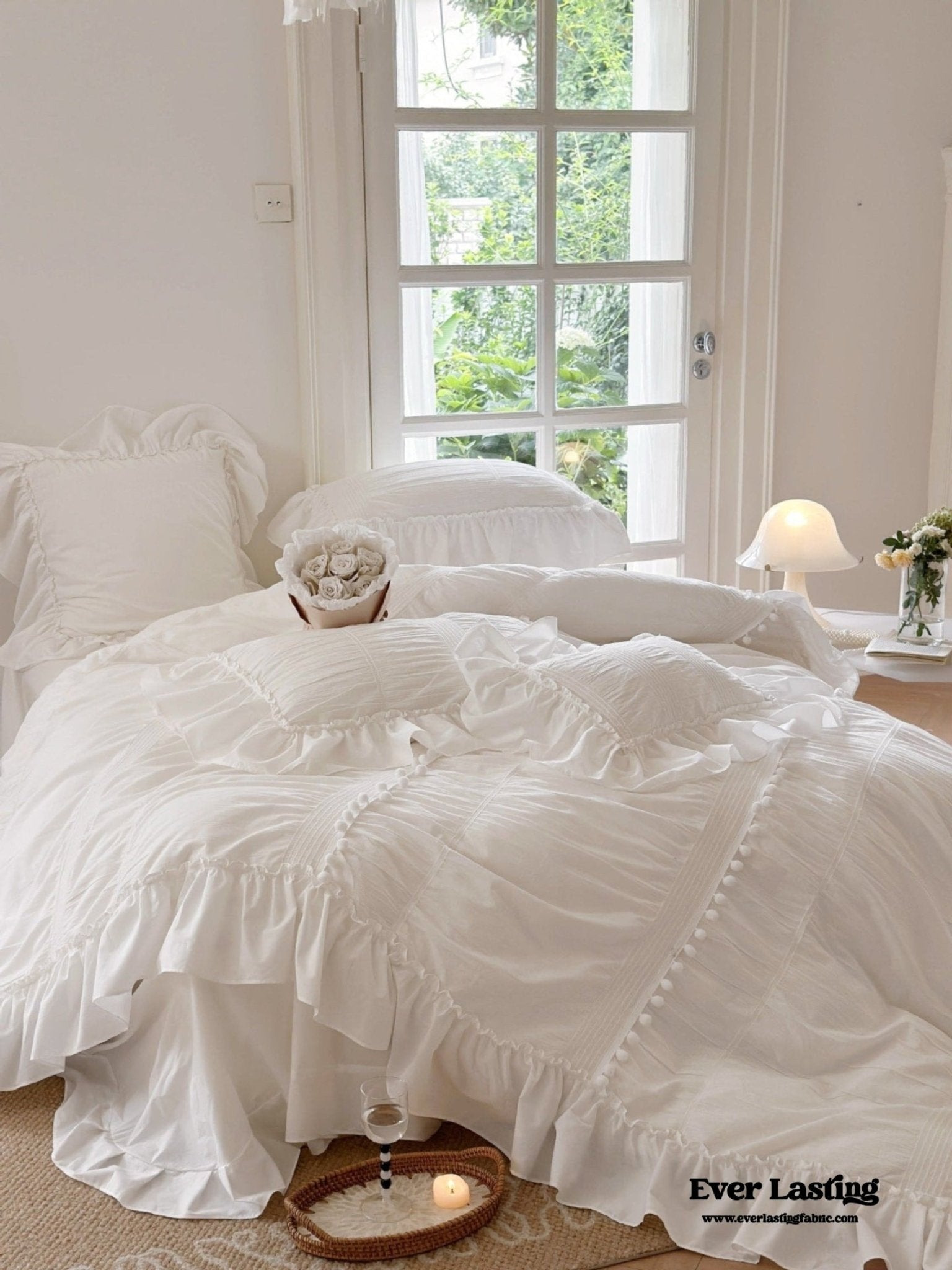 Bubble Washed Cotton Ruffle Bedding Bundle - Ever Lasting