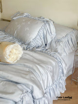 Butterfly Jacquard Tencel Blanket Set / Blue