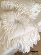 Butterfly Jacquard Tencel Blanket Set / Cream