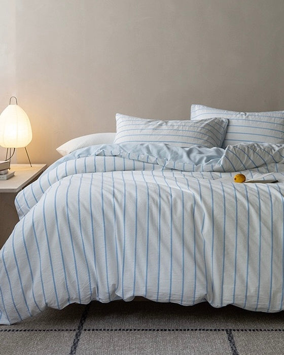 Skye Refreshing Striped Bedding Set / White