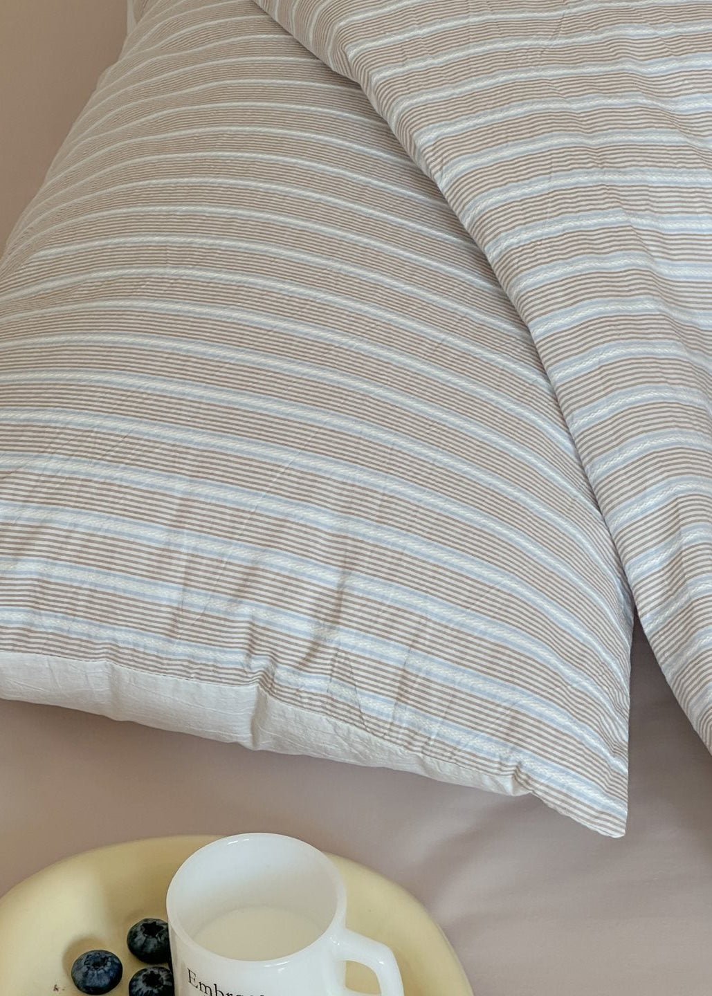 -Ever Lasting - Calla Striped Jacquard Bedding Set / Pink -Bedding Set -Ever Lasting