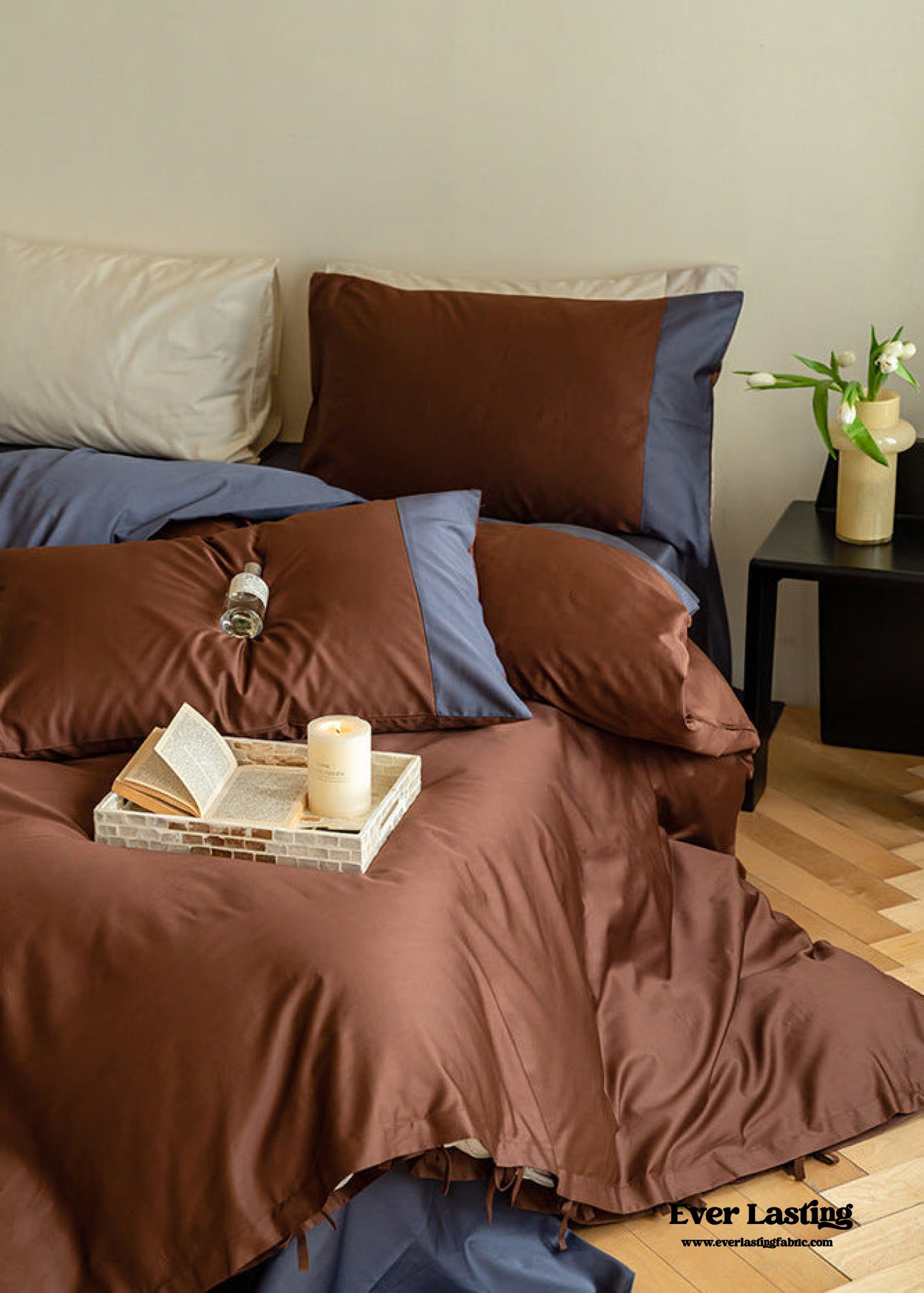  - Ever Lasting - Calvin Ribbon Tie Bedding Set / White - Bedding Set - Ever Lasting