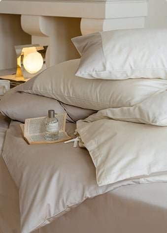  - Ever Lasting - Calvin Ribbon Tie Bedding Set / White - Bedding Set - Ever Lasting