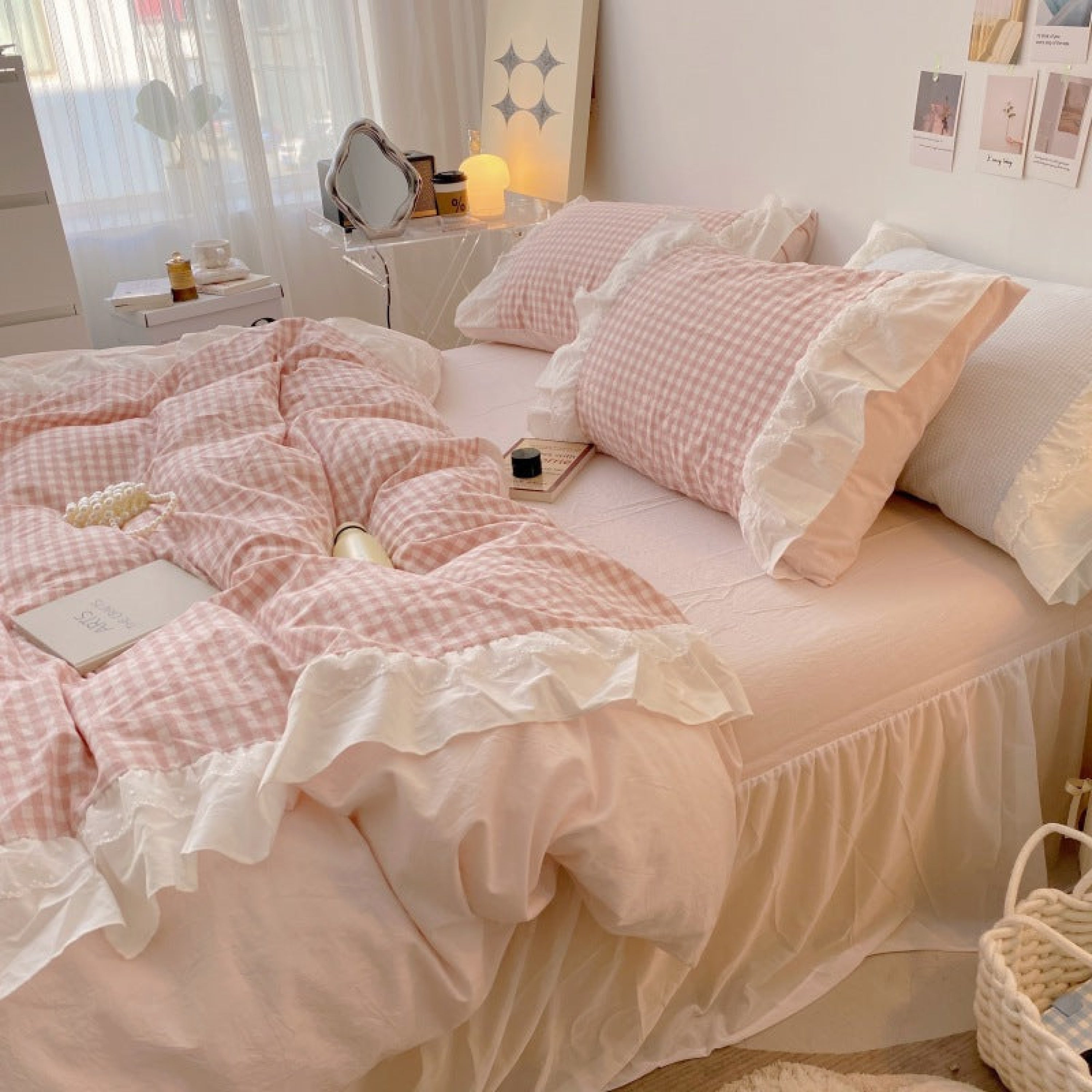 Candy Lace Gingham Ruffle Bedding Set / Pink  Ruffle bedding sets, Ruffle  bedding, Bedding set