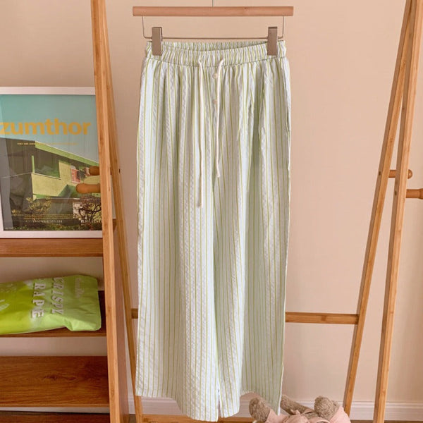 Candy Stripe Long Pajama Pants Green / One Size