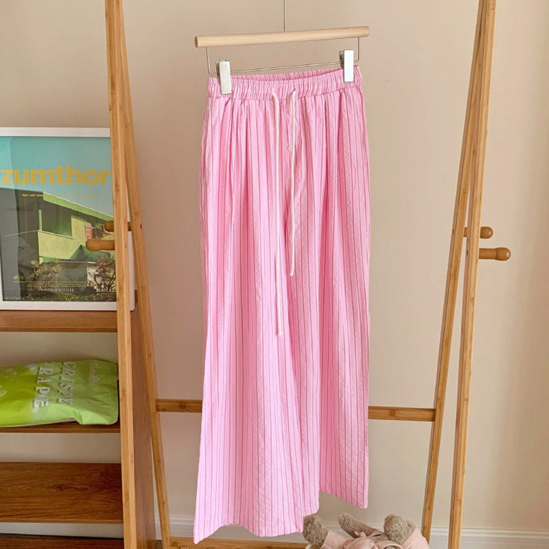 Candy Stripe Long Pajama Pants Light Pink / One Size