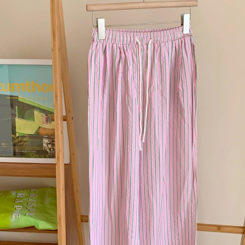 Candy Stripe Long Pajama Pants Pink / One Size