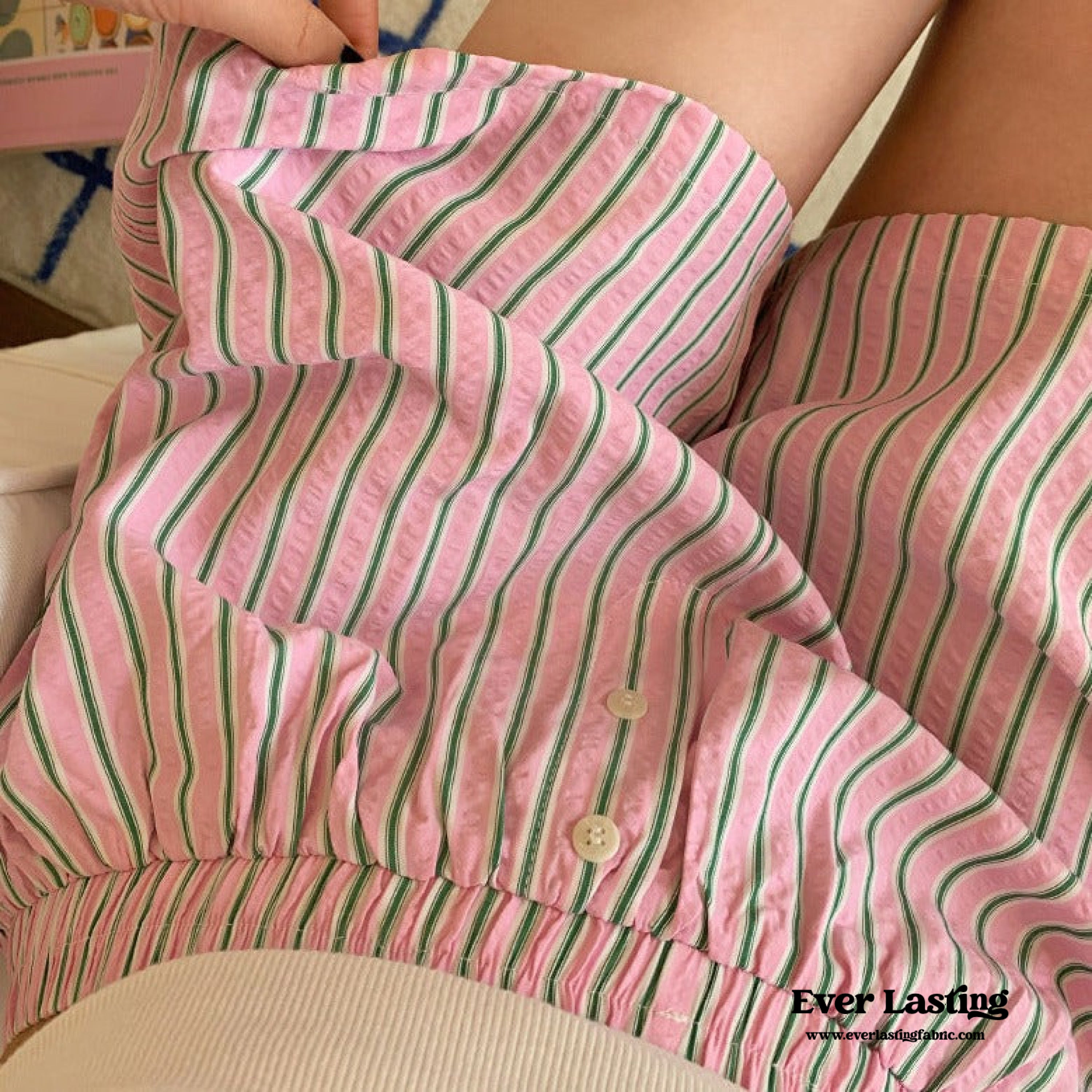 Candy Stripe Shorts Lounge Bottoms / Blue Pajamas