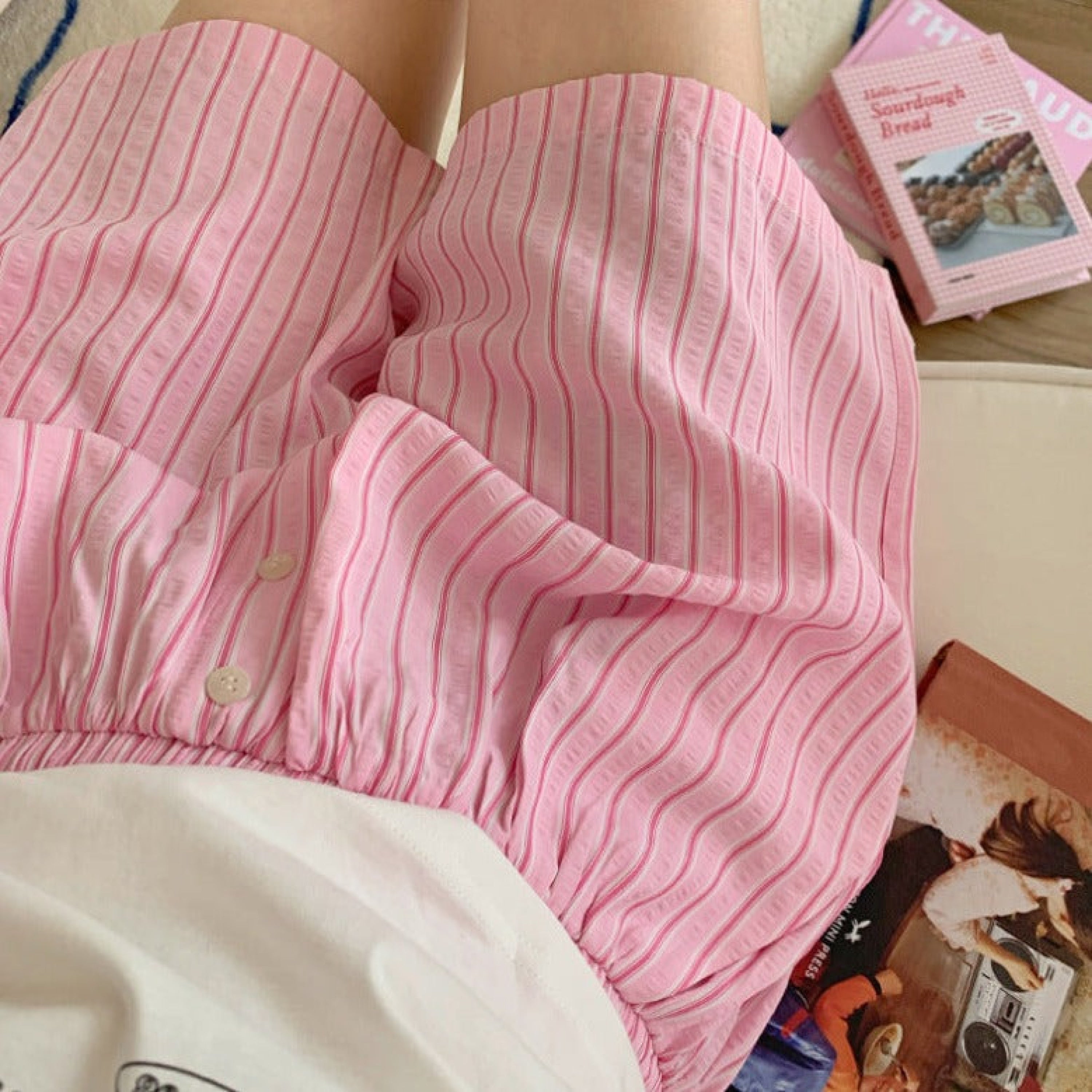 Candy Stripe Shorts Lounge Bottoms / Blue Pink + Hot Pajamas