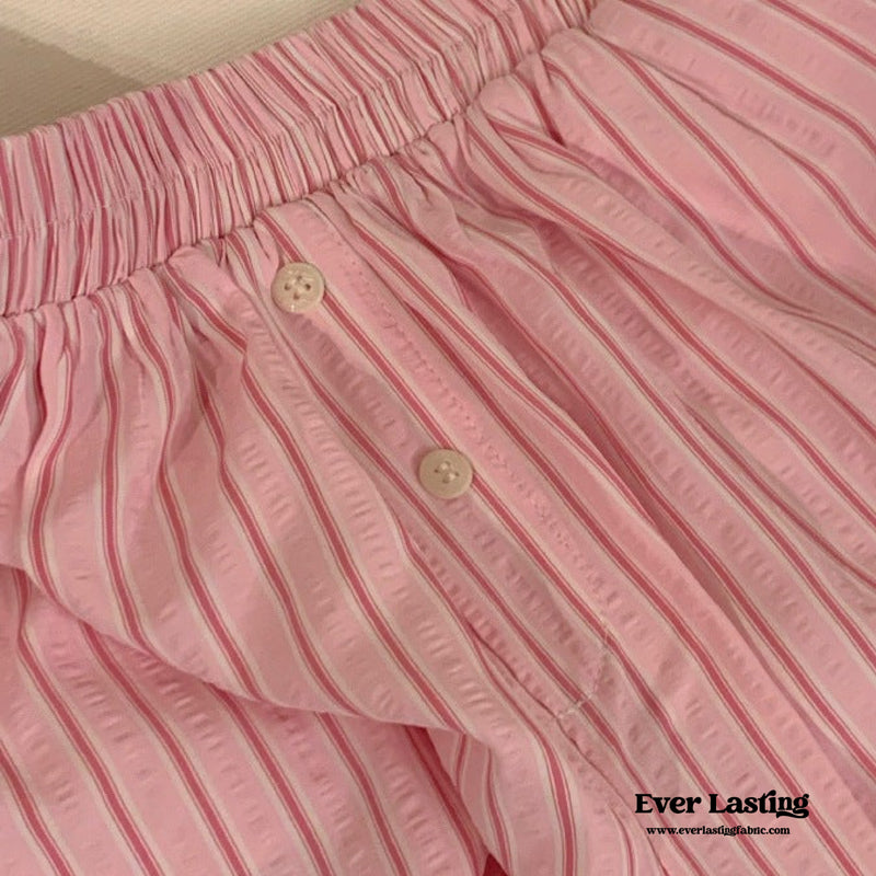 Candy Stripe Shorts Lounge Bottoms / Green Pajamas