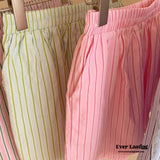 Candy Stripe Shorts Lounge Bottoms / Green Pajamas