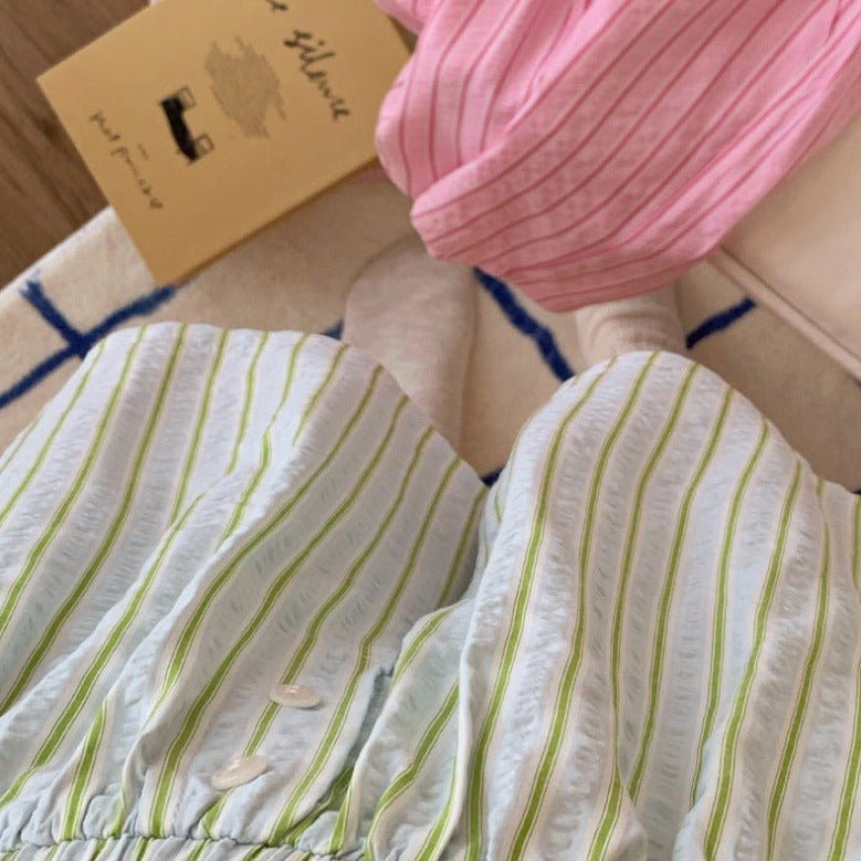  - Ever Lasting - Candy Stripe Shorts Lounge Bottoms / Green - Pajamas - Ever Lasting