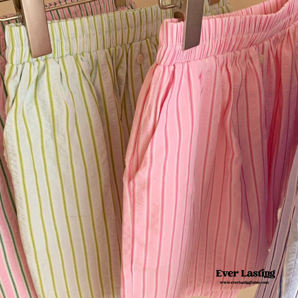 Candy Stripe Shorts Lounge Bottoms / Pink Pajamas
