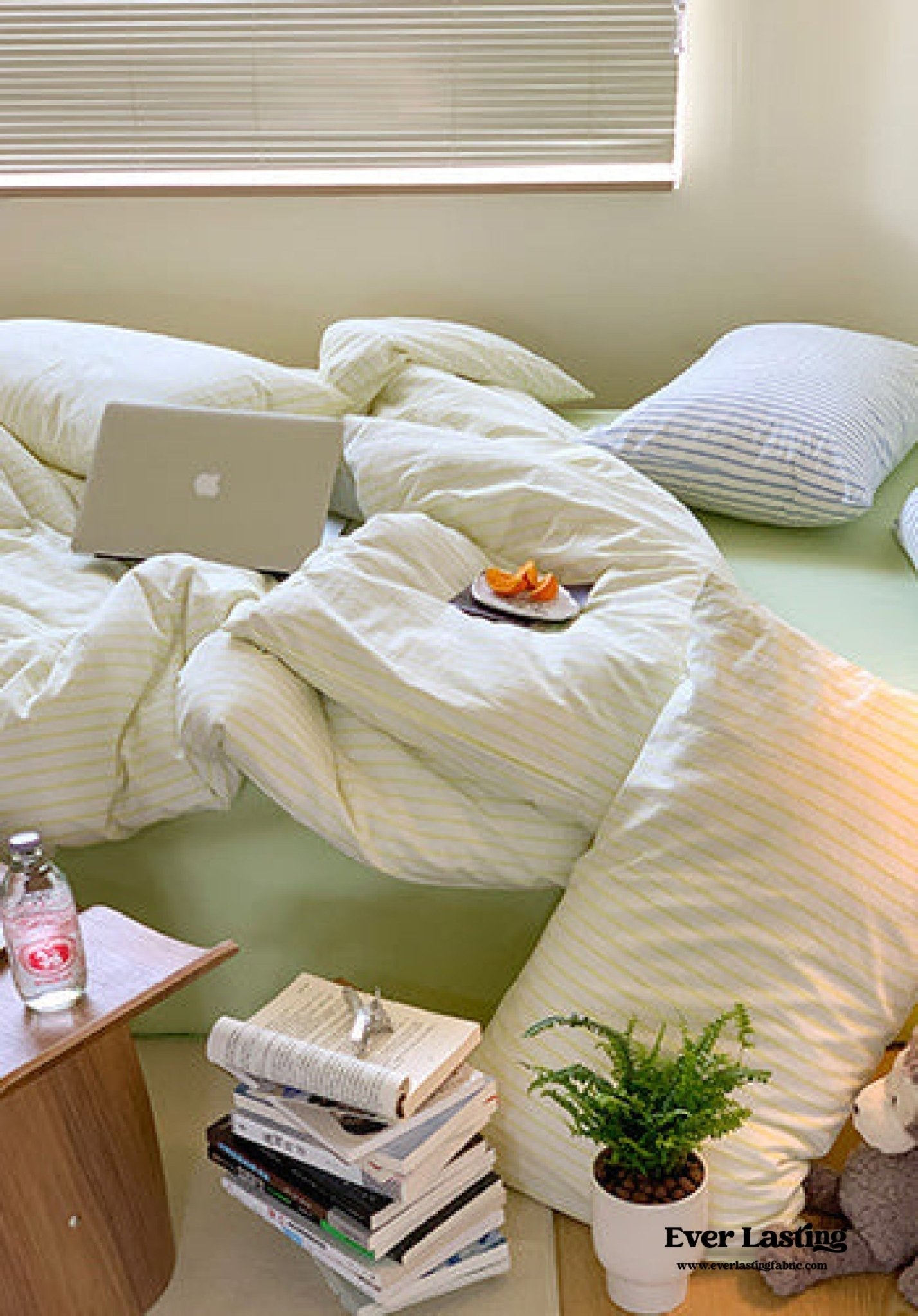 Candy Stripe Washed Cotton Bedding Set / Pink - Ever Lasting