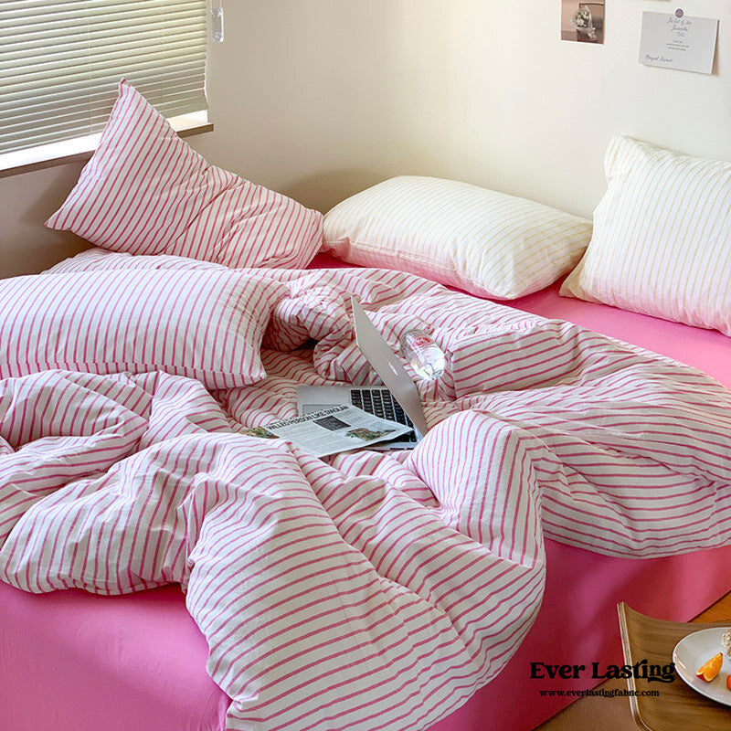 Summer Stripe Washed Cotton Bedding Set