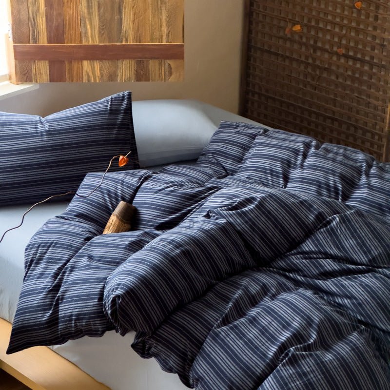 -Ever Lasting - Carter Striped Cotton Bedding Set / Black -Bedding Set -Ever Lasting