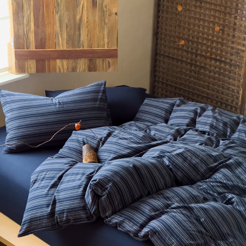 -Ever Lasting - Carter Striped Cotton Bedding Set / Black -Bedding Set -Ever Lasting