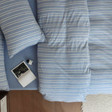 Leo Striped Jersey Knit Cotton Bedding Set / Blue