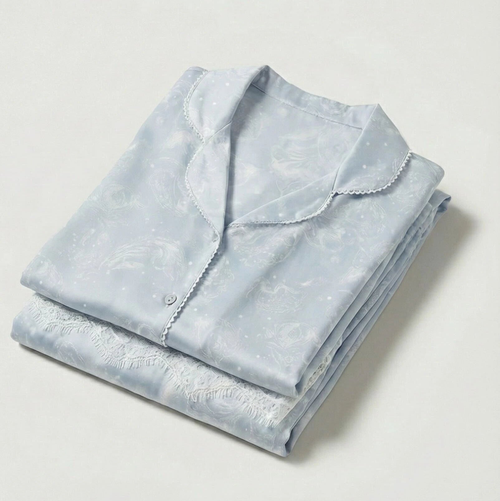  - Ever Lasting - Celeste Silky Luxury Lace Pajama Set / Blue - Pajamas - Ever Lasting