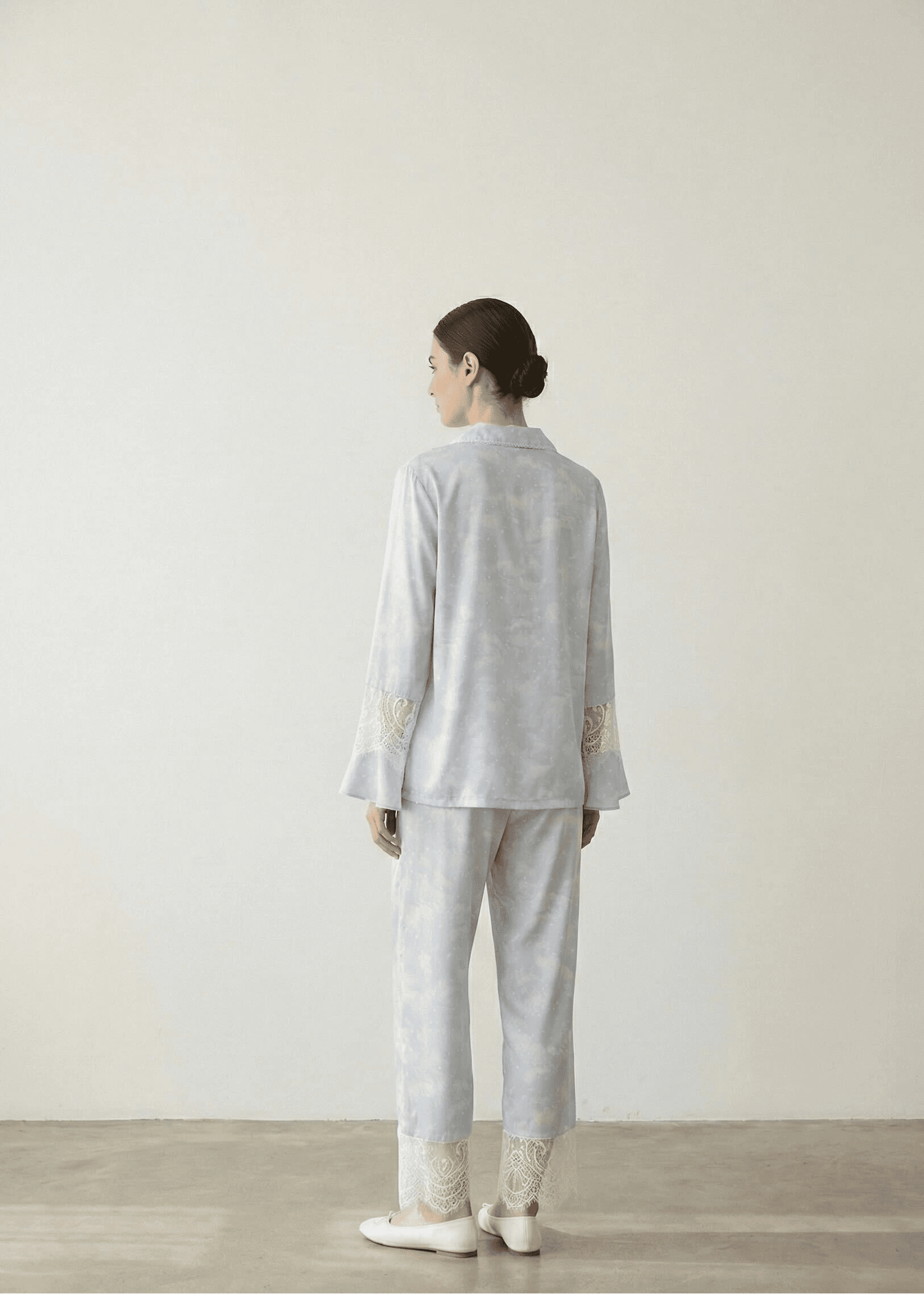  - Ever Lasting - Celeste Silky Luxury Lace Pajama Set / Blue - Pajamas - Ever Lasting