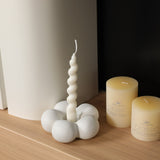 Ceramic Flower Candle Holder (3 Colors) White Large