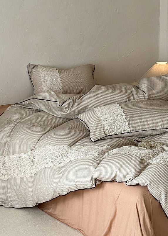 -Ever Lasting - Charlotte Striped Double Gauze Bedding Set / Black -Bedding Set -Ever Lasting