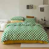 Chess Bedding Set / Brown Green Medium Flat