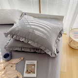 Chiffon Quilted Ruffle Pillowcases (10 Colors) Gray Pillow Cases