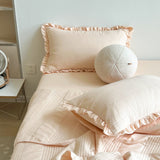 Chiffon Quilted Ruffle Pillowcases (10 Colors) Peach Pillow Cases
