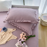 Chiffon Quilted Ruffle Pillowcases (10 Colors) Purple Pillow Cases