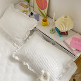 Chiffon Quilted Ruffle Pillowcases (10 Colors) White Pillow Cases